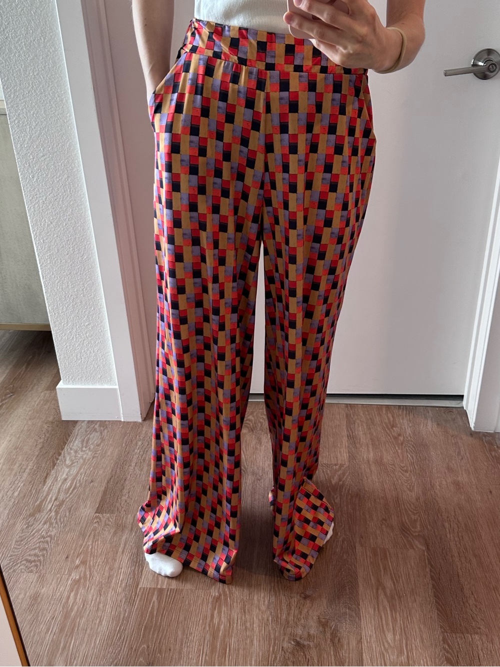 Multicolor Geometric Wide Leg Palazzo Pants | Size M | High Rise
